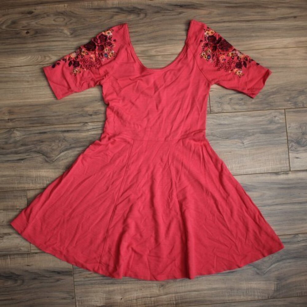 Anthropologie Free People Embroidered Sleeve Dress